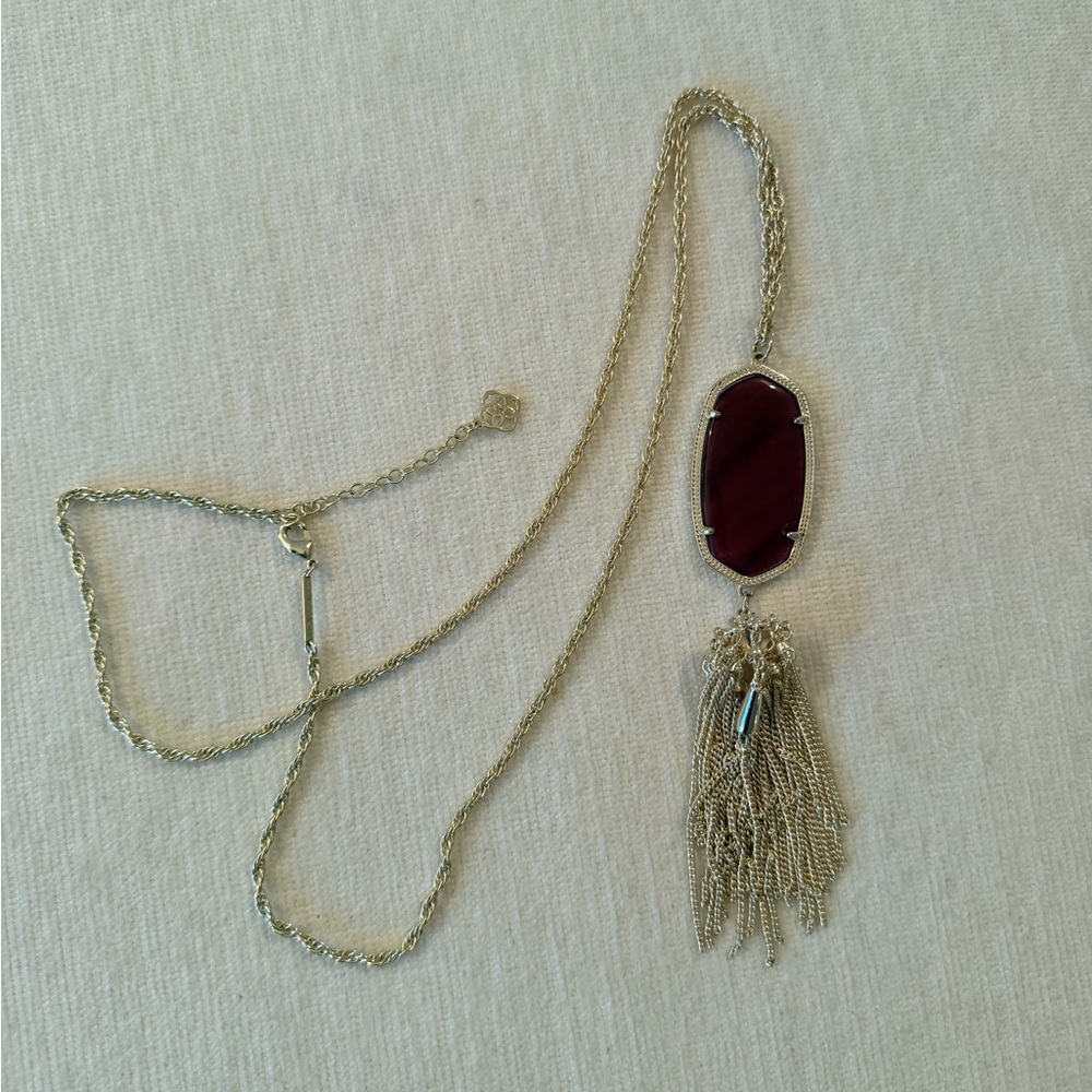 Kendra Scott Rayne Gold and Deep Red Tassel Necklace - Picture 2 of 8
